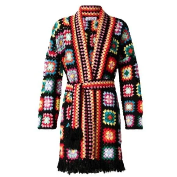 MC2 Saint Barth Multicolor Crochet Wool Coat With Belt - S/M, NWOTs ๐ฎ๐น - Picture 1 of 16